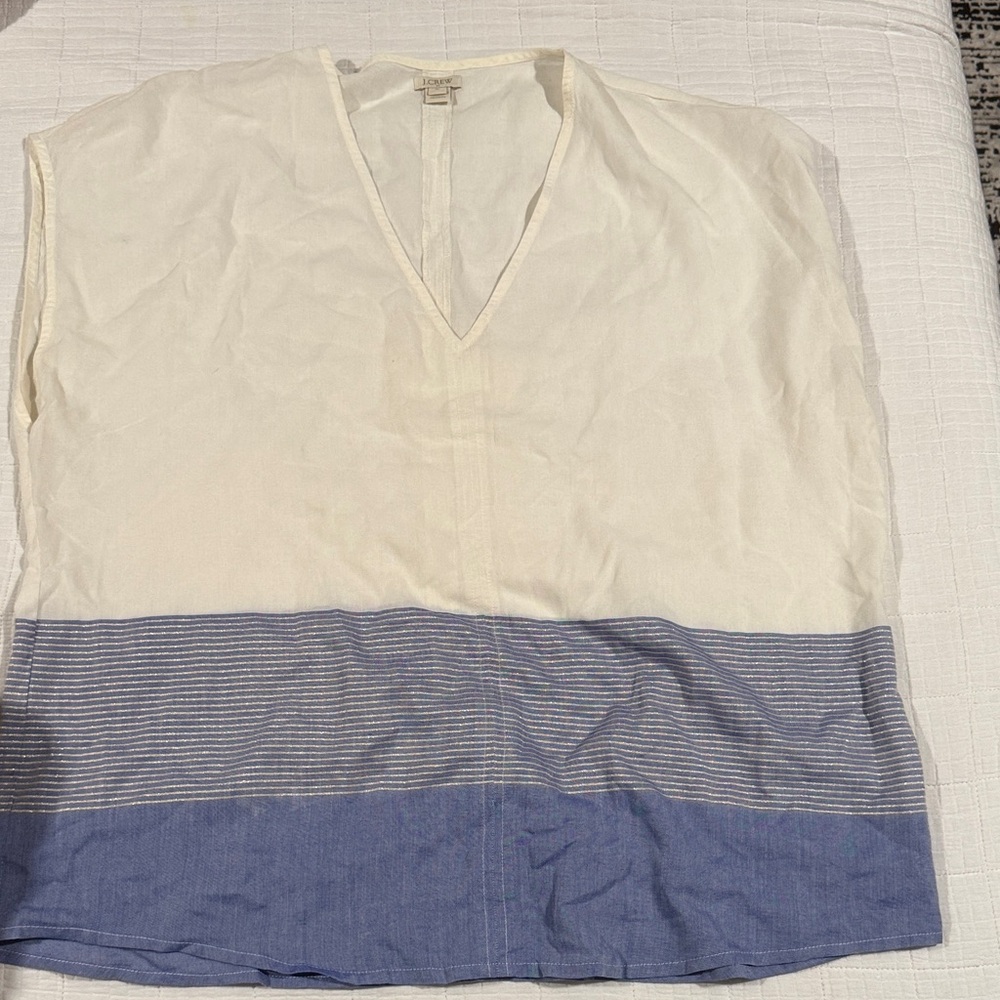 J. Crew Cream and Blue Women's Top